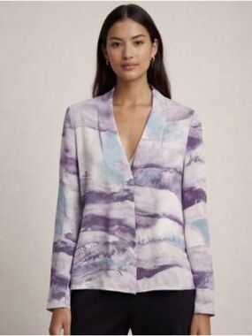 Babaton Lavender & Light Blue Watercolor Blazer